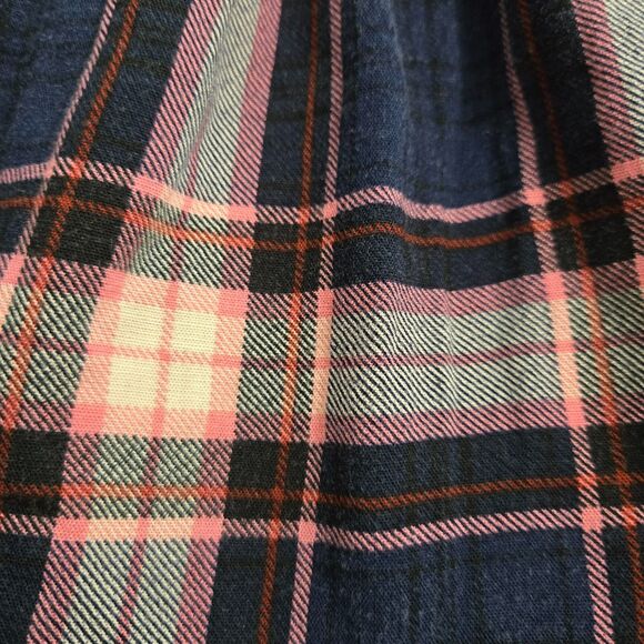 Torrid Womens 1X Babydoll Rayon Slub Lace Inset Smocked Tiered Plaid Navy Blouse - Picture 16 of 16